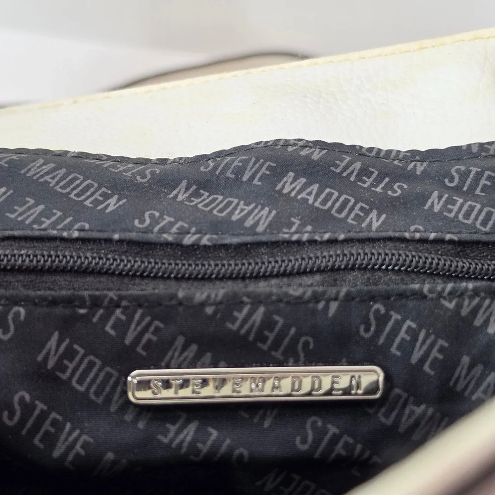 Steve Madden White Monogram Backpack Purse Crossbody Bag BSeyda Faux Leather SM